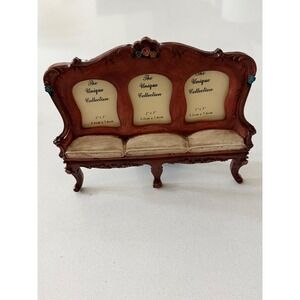 Vtg The Unique Collection Victorian Sofa Triple Picture Frame 2x3 Mahogany Resin